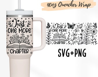 Book & Flowers Stanley 40oz Tumbler Wrap: Reading Lover Gift (SVG PNG)