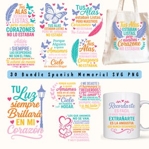 Lot SVG commémoratif espagnol : citations du souvenir, fichiers Cricut et silhouette