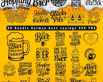 SVG-bundel biercitaten: grappige Duitse gezegden, commercieel gebruik (digitale download)