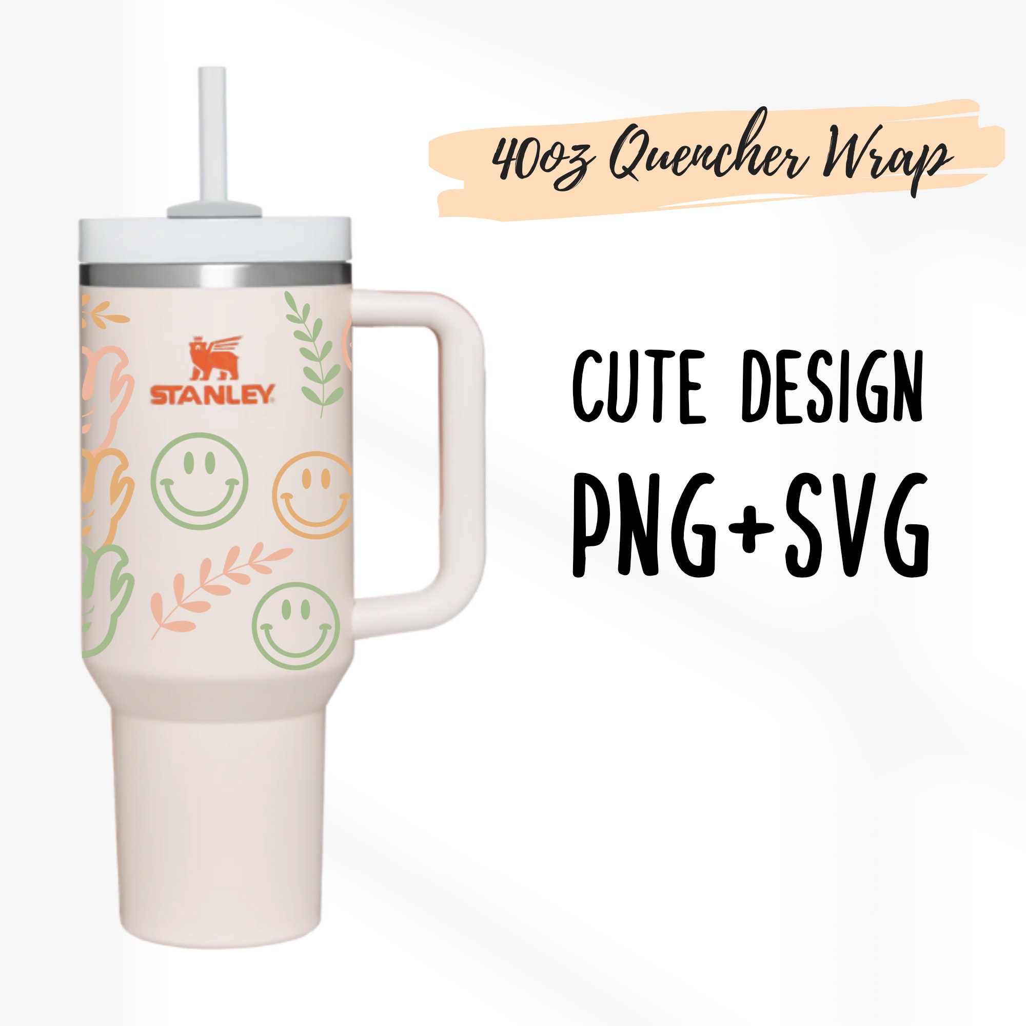 Smiley Sticker 40 Oz Stanley Tumbler Graphic by SparkyDesignsUS