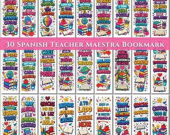 30 Spanish Maestra Teacher Bookmark PNG (Digital Download)