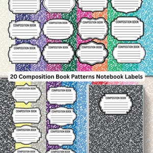 Composition Book Cover Patterns | Seamless Composition Book Patterns | Composition Notebook Digital Paper, Journal Pattern Digital Download