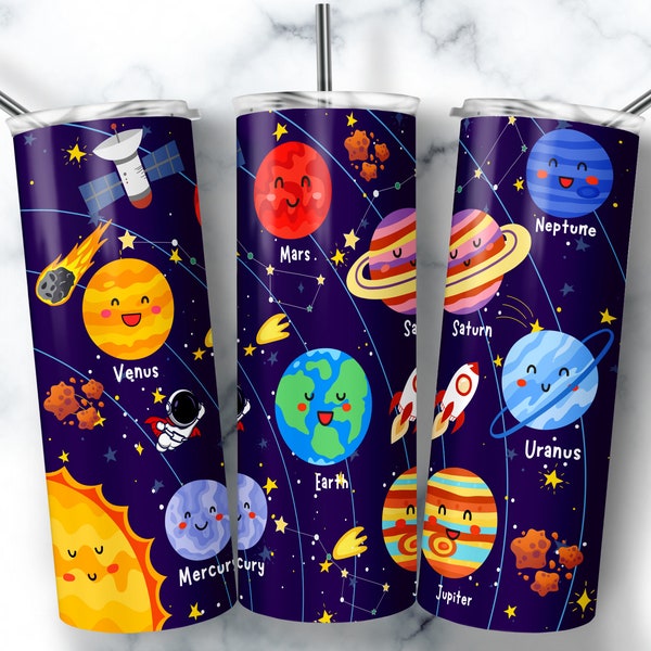 20 oz Skinny Sublimation Kids Universe Birthday gift for Boy Girl Solar System Space | Sublimation Digital Download Png files