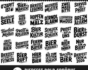 30 Bierfest SVG Bundle | Bayrisch Bier Sprüche Plotterdatei | German Beer Festival Shirt Cut Files PNG DXF (Digital Download)