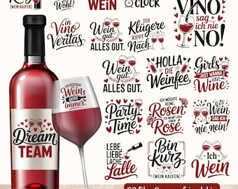 SVG-bundel Duitse wijnspreuken: grappige citaten voor Cricut (digitale download)