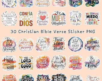 30 Watercolor Christian Bible Verse Digital Stickers (Digital Download)