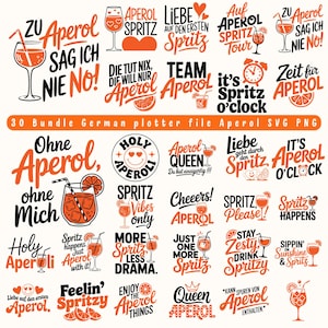 30 Bundle German Aperol SVG | Funny Aperol Quotes for Shirts Glasses Bags | Holy Aperoli Aperol Spritztour Instant Digital Download Svg Png