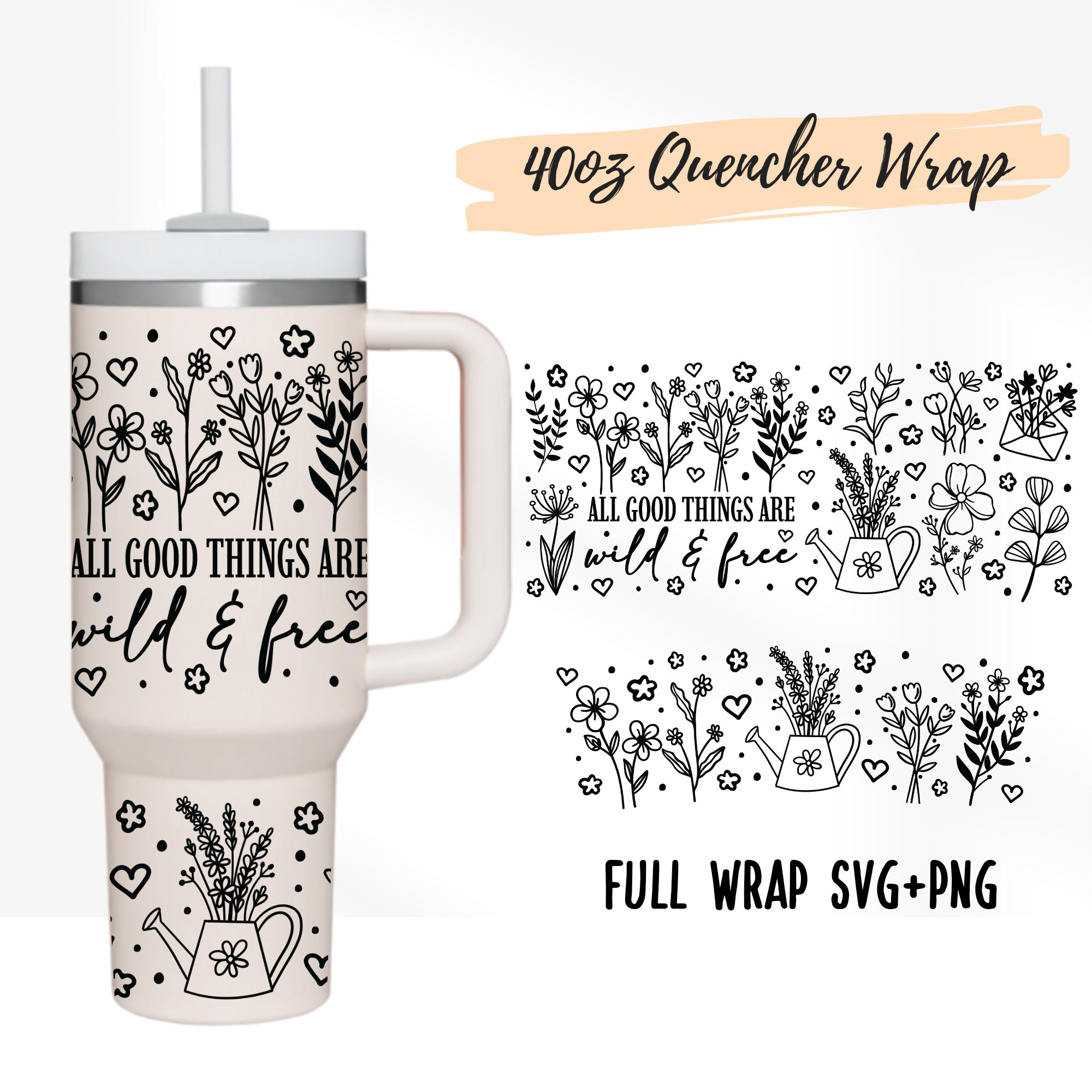 Orchids Stanley Tumbler 40 Oz, 2 Designs Stanley Tumbler, Orchids Bouquet  Svg, Stanley Cup, Flowers Cut File, Quencher Stanley Tumbler 40 Oz (Instant  Download) 