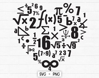 Math Heart SVG PNG: Teacher Student Design (Digital Download)