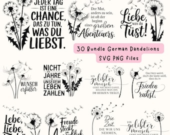 German Dandelions SVG Bundle: Motivational Quotes, Floral Clipart (Digital Download)