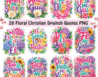 20 Spanish Bible Verse PNG Bundle: Christian Quotes, Frases Cristianas (Digital Download)
