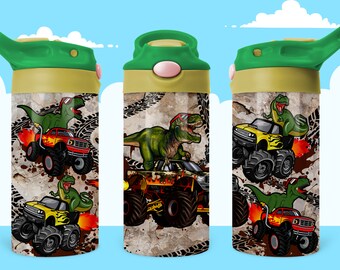 Dinosaur Monster Truck Kids Water Bottle 12oz/20oz (Digital Download)