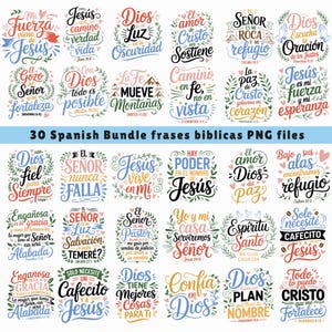 30 Spanish Bible Verse SVG Bundle: Inspirational Christian Quotes (Digital Download)