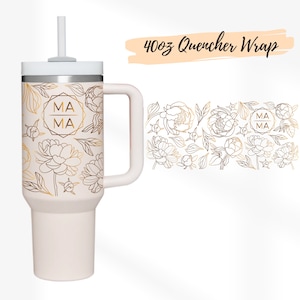 Peony Floral 40oz Tumbler Wrap SVG: Wildflower Cut File (Digital Download)