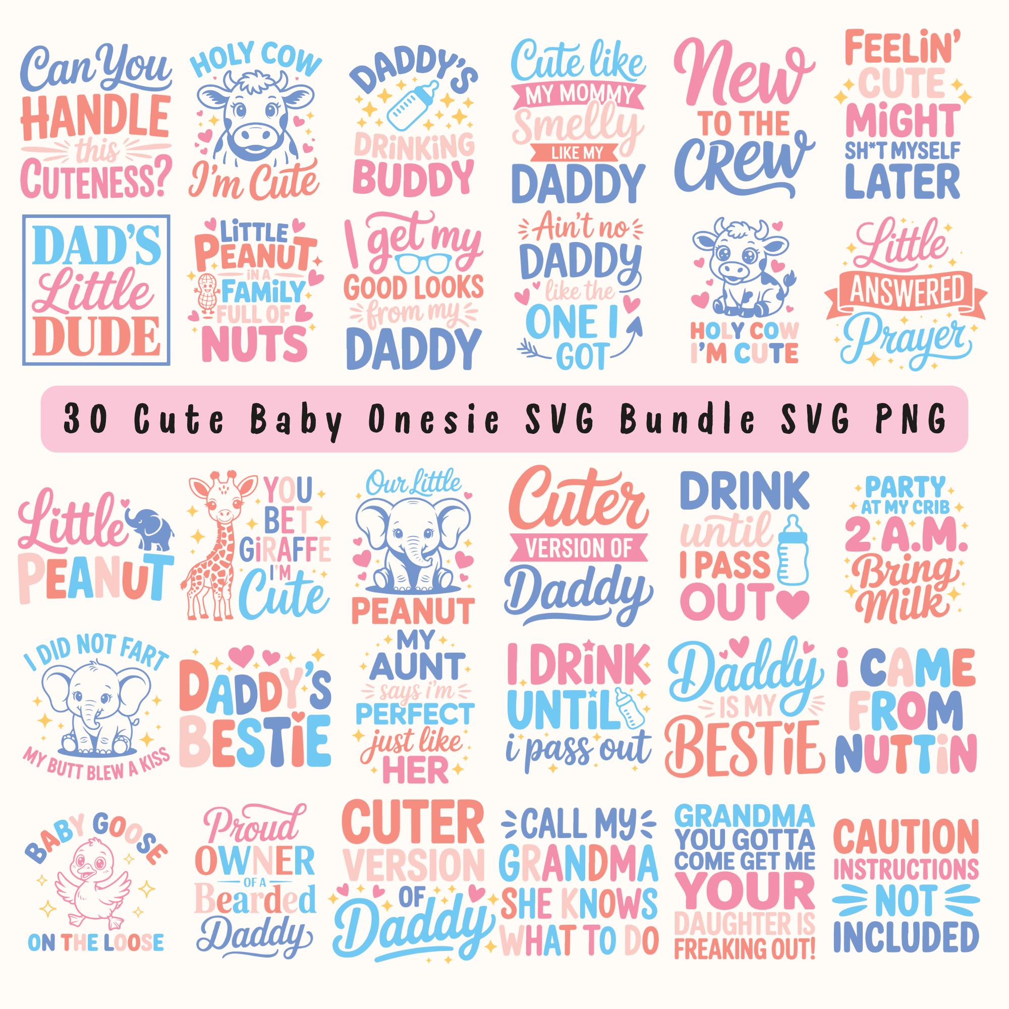Baby Onesie SVG Bundle | 30 Newborn Designs (digital Download) - Etsy