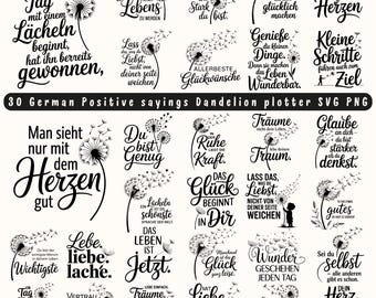 Dandelion German Sayings SVG Bundle: Positive Quotes, Cricut & Silhouette Files (Digital Download)