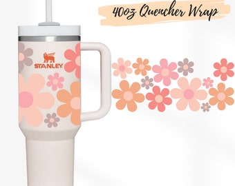 Daisy Floral Stanley Tumbler Wrap: Seamless Flower Pattern (SVG, PNG)