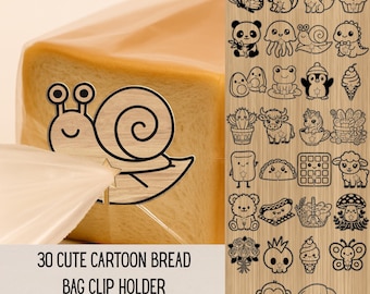 Funny Animal Bread Clip SVG: Laser Cut Bag Holder Designs (Digital Download)
