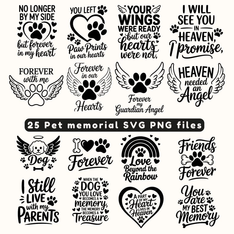 Pet Memorial SVG Bundle: Dog Cat Sympathy Quotes (digital Download - Etsy