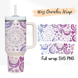 Celestial Sun & Moon 40oz Tumbler Wrap SVG PNG