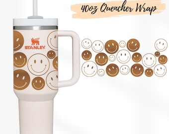 Boho Smiley Face Stanley Tumbler Wrap SVG: 40oz Quencher Design (Pobranie cyfrowe)