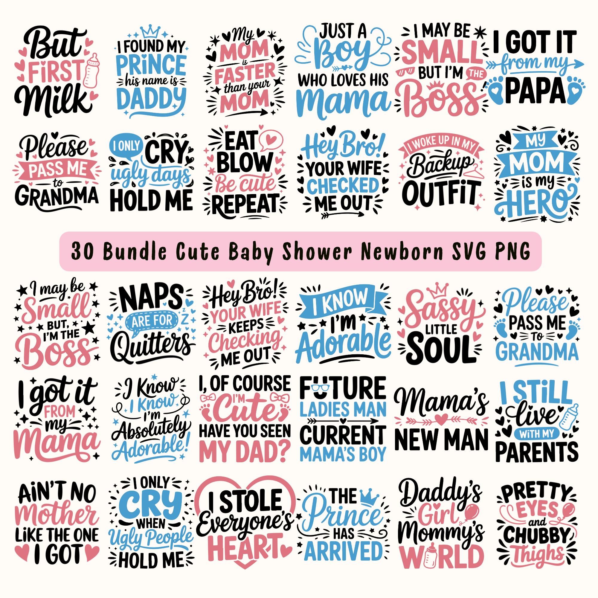Baby SVG Bundle | Funny Newborn Quotes, Onesie Designs (30 Files) - Etsy