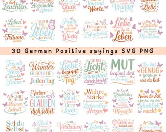 Tyska positiva ordspråk SVG-paket: Laserdatei Spruch (Digital nedladdning)
