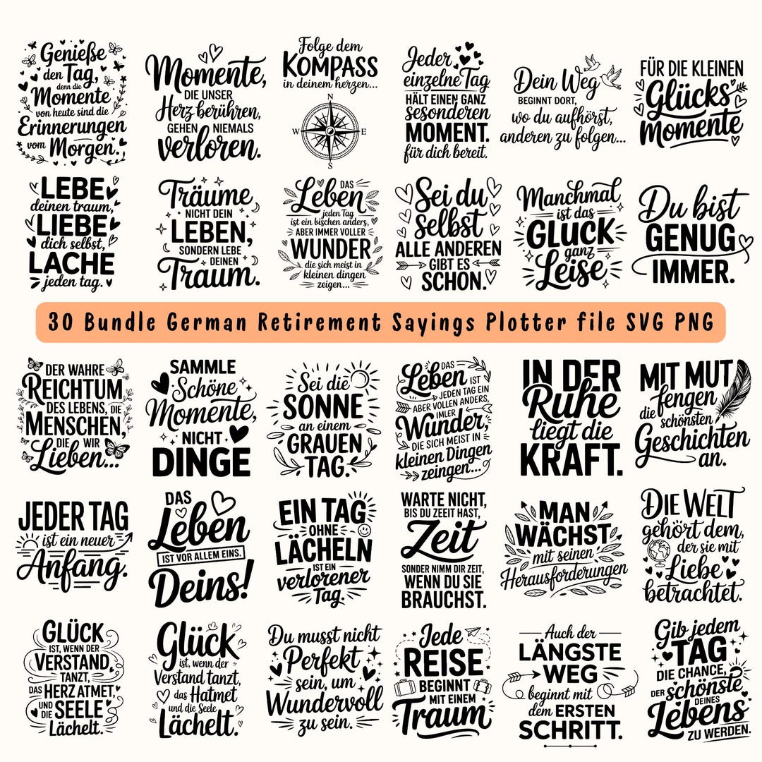 Deutsche Ruhestand SVG PNG Bundle Rentner Sprüche Sofortiger Digitaler ...