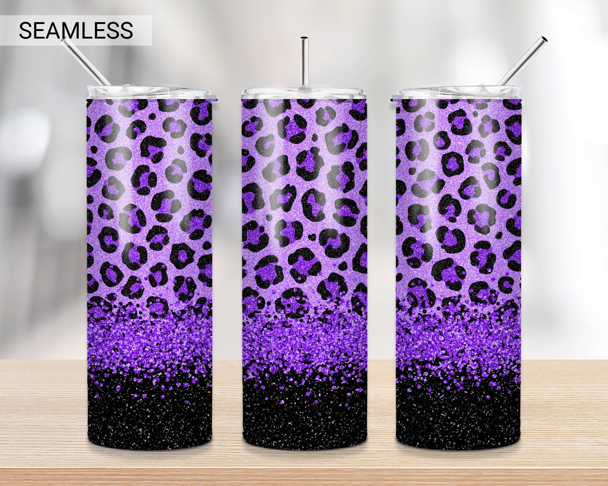 Seamless Leopard Glitter Tumbler Png 20 Oz Skinny Tumbler - Etsy