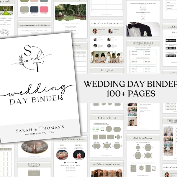 The Ultimate Wedding Day Binder Template, Wedding Planner,Canva Edit, Wedding Template, Instant Download, Digital Template, Printable