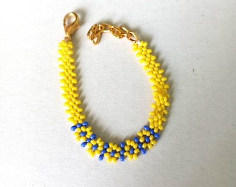 Ukraine Flag Beaded Bracelet, Patriotic Jewelry.Blue and yellow Ukrainian bracelet.Ukraine jewelry.Ukraine Flag.