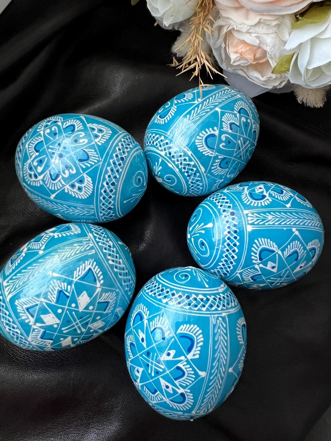 Set of 5 Hand Painted Wooden Pysanky Easter Eggs, Ukrainian Decor - Etsy