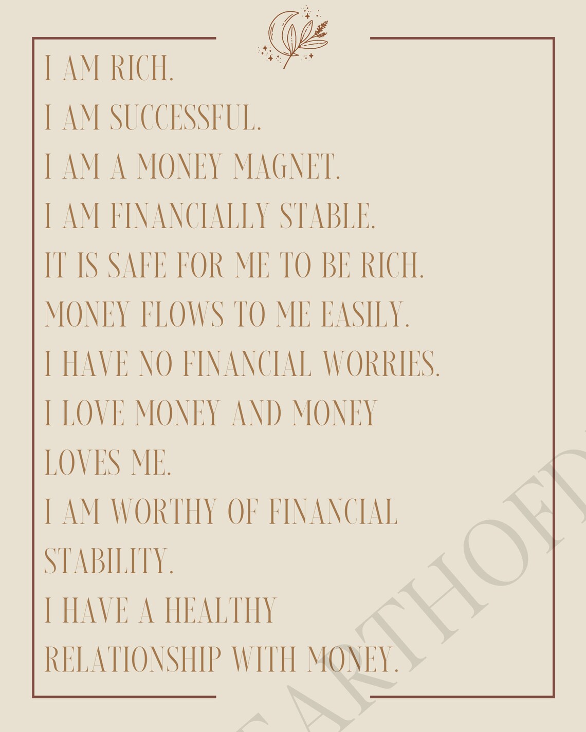 Printable wall art money affirmation digital print neutral Etsy Italia