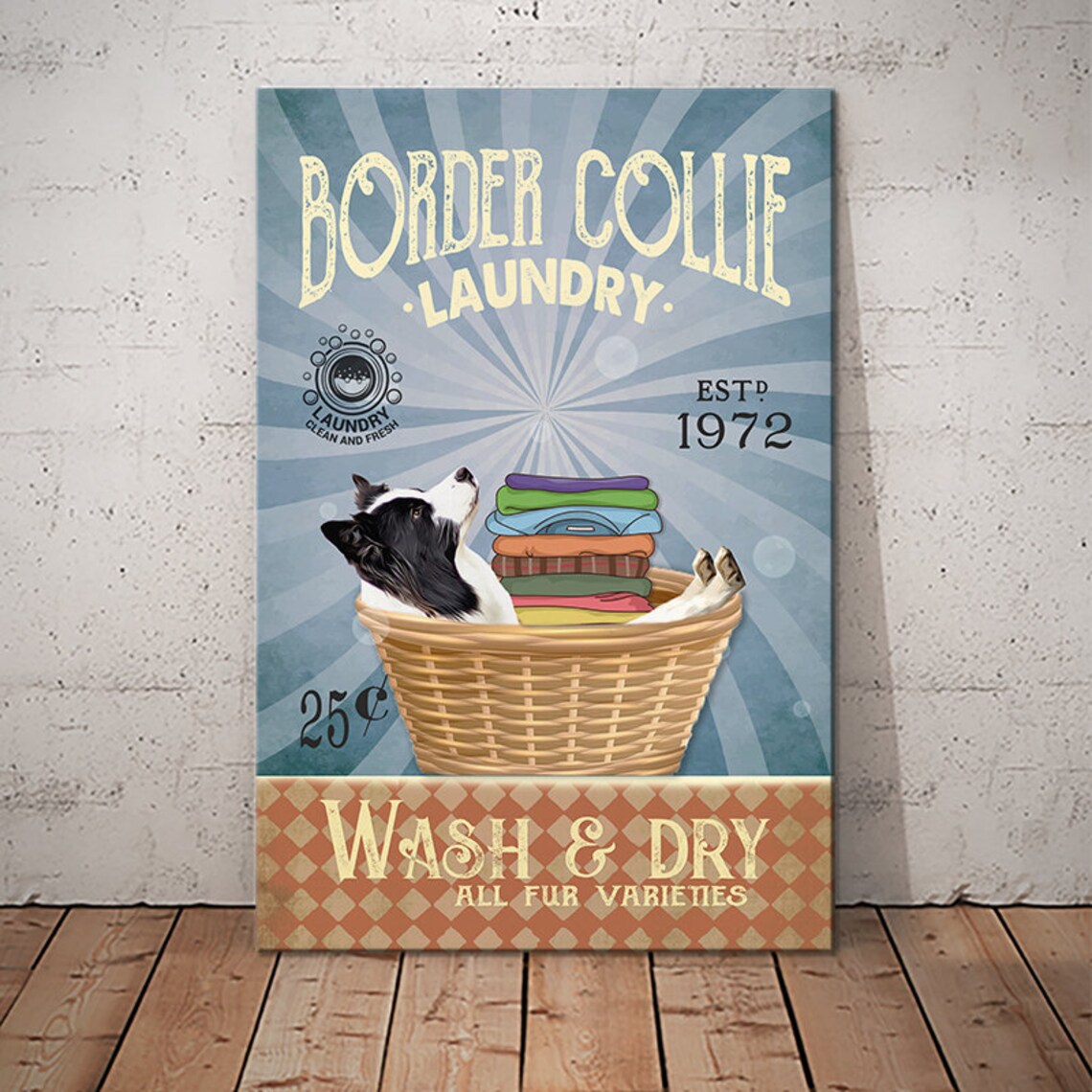 Boder Collie Hund Wäsche waschen und trockene Poster Leinwand | Etsy