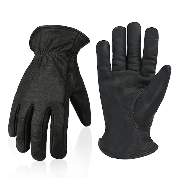 Water Resistant Fleece Lined Premium 100% Genuine Top Grain Cowhide Leather Gloves