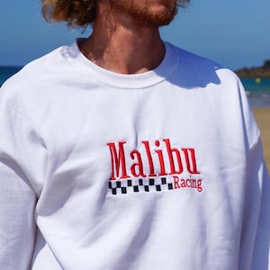Malibu Embroidered Sweatshirt California Custom Sweatshirt, vintage sweater, malibu sweater, comfy hoodie