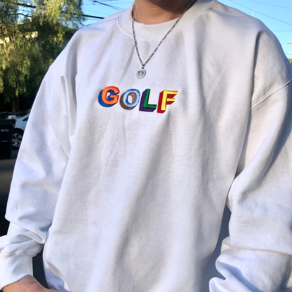 Golf geborduurd aangepaste vintage Crewneck tyler de maker golf wang bloem jongen vanwgkta frank oceaan sweatshirt