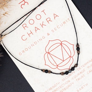 Root Chakra necklace men/women/Onyx/Hematite/Grounding/Protection/Multi-stone spiritual necklace men/Root Chakra crystal jewelry/Black cord