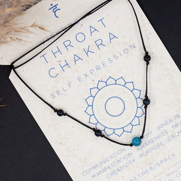 Elegant Throat Chakra necklace/Apatite & Hawks Eye bead necklace/Multi-stone/Apatite jewelry/Blue crystal/Meditation/Hawks eye jewelry/Beach