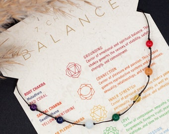 Tobillera de 7 chakras/Pulsera de tobillo Boho/Pulsera de pie de equilibrio de chakras/Joyería de festival/Tobillera de cuentas espirituales/multipiedra/Yoga/Tobillera de pie de playa