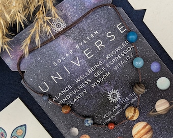Solar System necklace/Planet necklace/Boho necklace/Space necklace/Galaxy necklace/Jupiter necklace/Solar system jewelry/Beaded/Gift/Earth