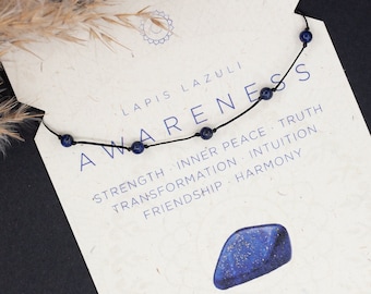 Lapis lazuli anklet /String foot bracelet /Blue crystal bead anklet/Lapis lazuli crystal/Spiritual jewelry/Yoga/Blue gemstone ankle bracelet