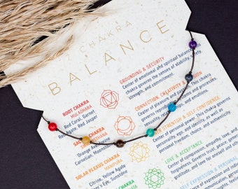 Pulsera de cristal de 7 Chakras / Yoga/Espiritual/Hippie/Boho/Equilibrio de chakras/Pulsera con cuentas de múltiples piedras/Pulsera de 7 Chakras/Regalo de meditación de yoga