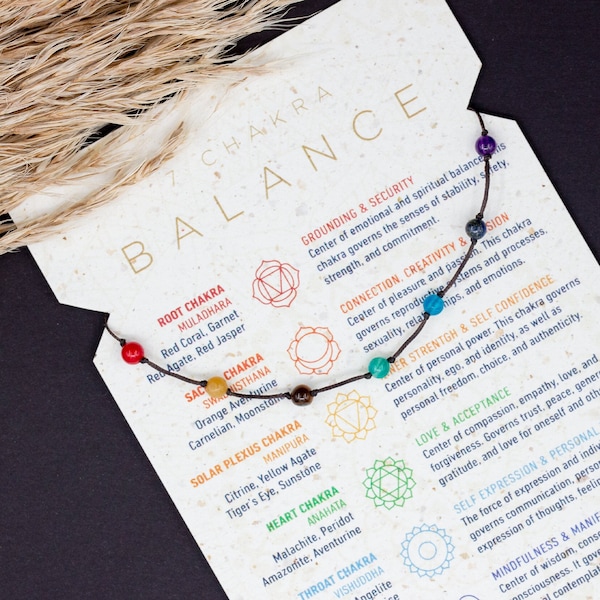 Pulsera de cristal de 7 Chakras / Yoga/Espiritual/Hippie/Boho/Equilibrio de chakras/Pulsera con cuentas de múltiples piedras/Pulsera de 7 Chakras/Regalo de meditación de yoga