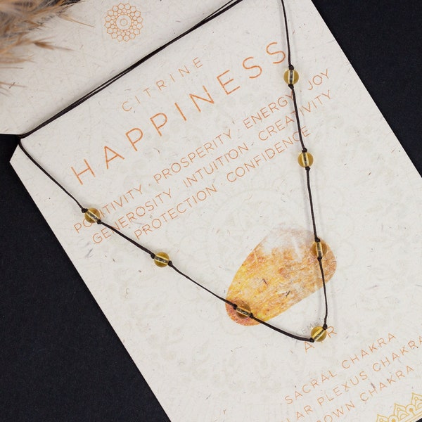 Citrine necklace/Dainty string necklace/Solar Plexus Chakra/Yellow crystal/Citrine jewelry/Multi-stone beaded necklace/Cord crystal jewelry