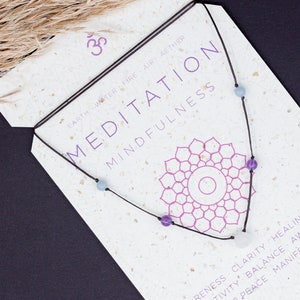 Meditation crystal necklace /Rose quartz, Angelite & Amethyst/Spiritual gift/Yoga/Reiki necklace/Meditation gift women/Mindfulness/Healing