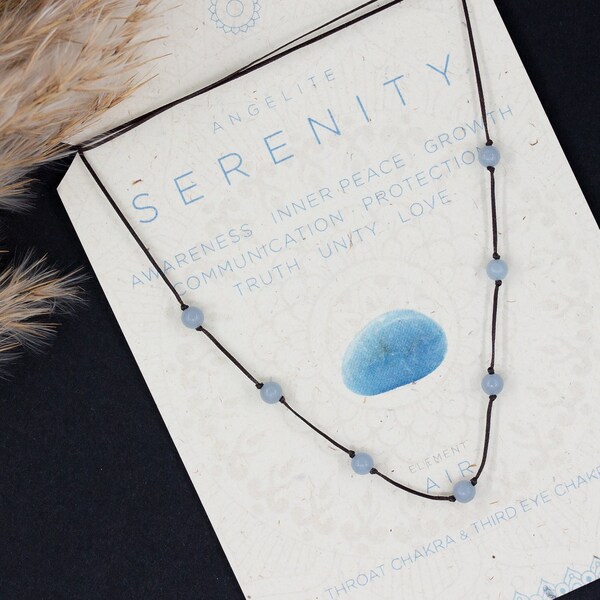 Elegant angelite crystal necklace/Blue crystal necklace/Throat Chakra/Angelite jewelry/Multi stone/Real angelite gemstone/Bead necklace/Yoga
