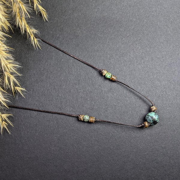 African Turquoise necklace • Tribal Necklace/Hippie Necklace/Natural turquoise necklace/Necklace for men or women/Third Eye Chakra necklace