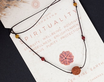 Collana Rudraksha/Donne regalo spirituale/Ciondolo Rudraksha/Guarigione Chakra/Collana corniola/Collana di cristallo cordone/Gioielli di semi naturali/Yoga