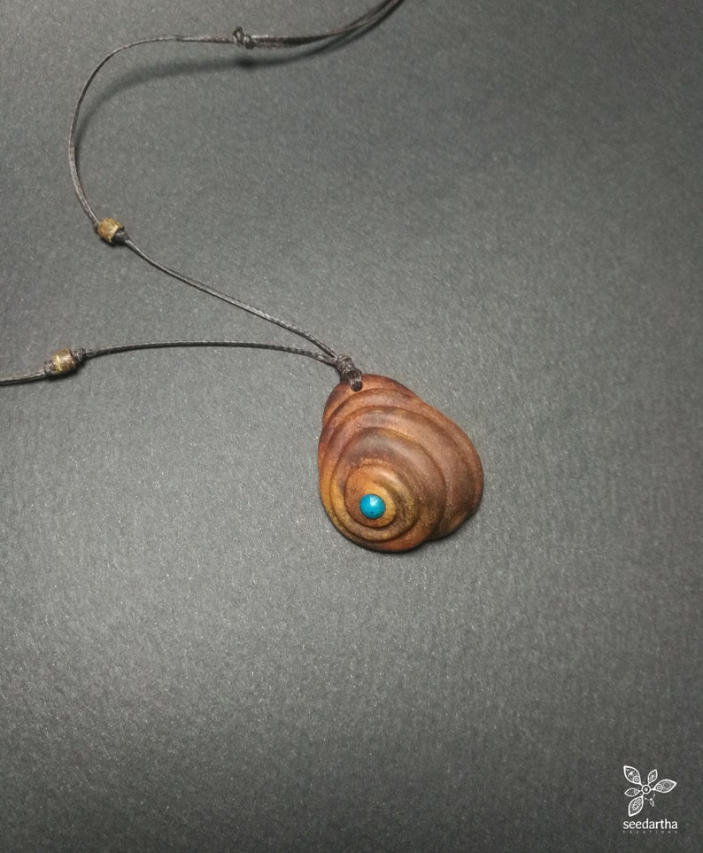 Hand Carved Spiral Necklace \u2022 Carved Avocado Pit \u2022 Carved Wood Stone Pendant \u2022 Long Boho Necklace \u2022 Hippie Necklace \u2022 Tribal \u2022 Nature Lover